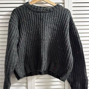 a.n.a Speckled Knit Dark Gray Sweater